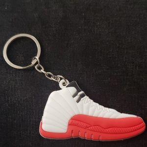 🔥Jordan 12's (wht/red w red strip) Keychain🔥